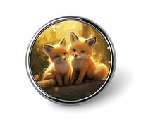 Broche ronde en alliage représentant un renard mignon, accessoire de costume pour homme et femme, épingle à cravate légère de 2,5 cm