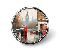 Broche ronde en aluminium avec impression de Londres - Joli chapeau - Pour homme et femme - Pour sacs à dos, sacs, costumes, accessoires, Circular, Aluminium, Pas de gemme