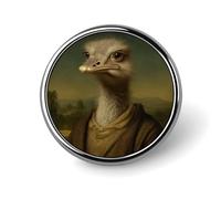 Broche ronde en autruche pour homme et femme - Style classique - Pour collier, robe, veste, sac à dos