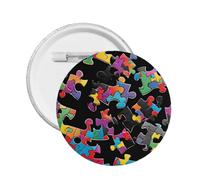 Broche ronde en émail pour la sensibilisation à l'autisme, pièces de puzzle en forme de cœur - Badge en alliage métallique pour veste, sac, idée cadeau., L, Plastique