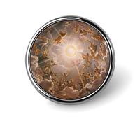 Broche ronde en émail représentant les dieux de la mythologie grecque, à porter comme insigne de revers, bijou ou accessoire pour sac à dos ou chapeau.