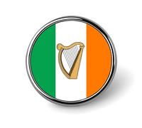 Broche ronde en émail représentant une harpe irlandaise, insigne de revers, bijou décoratif pour sac à dos ou chapeau