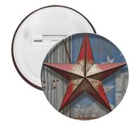 Broche ronde en fer blanc avec étoile du Texas American Wastern - Grand bouton artisanal - Convient pour les enseignants, les infirmières, les médecins, le personnel, les cadeaux de fête, 1PCS