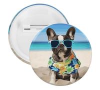 Broche ronde en fer blanc avec motif bouledogue français - Convient pour les enseignants, les infirmières, les médecins, le personnel, les cadeaux de fête, 5PCS, Plastique, Plastiques