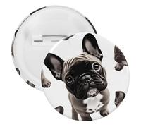 Broche ronde en fer blanc avec motif bouledogue français - Convient pour les enseignants, les infirmières, les médecins, le personnel, les cadeaux de fête, 5PCS, Plastique, Plastiques