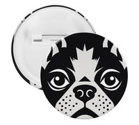 Broche ronde en fer blanc avec motif bouledogue français - Convient pour les enseignants, les infirmières, les médecins, le personnel, les cadeaux de fête, 5PCS, Plastique, Plastiques
