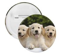 Broche ronde en fer blanc avec motif chiots Golden Retriever - Convient pour les enseignants, les infirmières, les médecins, le personnel, les cadeaux de fête, 5PCS, Plastique, Plastiques