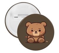 Broche ronde en fer blanc avec motif d'ours mignon marron de dessin animé - Convient pour les enseignants, les infirmières, les médecins, le personnel, les cadeaux de fête, 12pcs, Plastique