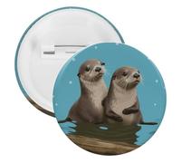 Broche ronde en fer blanc avec motif loutre mignonne - Convient pour les enseignants, les infirmières, les médecins, le personnel, les cadeaux de fête, 1Pcs, Plastique, Plastiques