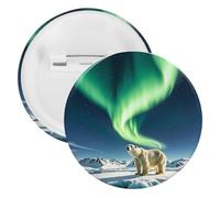 Broche ronde en fer blanc avec motif ours polaire boréal - Convient pour les enseignants, les infirmières, les médecins, le personnel, les cadeaux de fête, 1PCS, Plastique, Plastiques