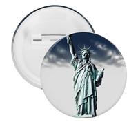 Broche ronde en fer blanc avec statue de la Liberté - Grand bouton artisanal - Convient pour les enseignants, les infirmières, les médecins, le personnel, les cadeaux de fête, 5PCS, Plastique