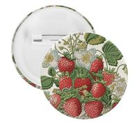 Broche ronde en fer blanc brodé en forme de fraise - Grand bouton artisanal - Convient pour les enseignants, les infirmières, les médecins, le personnel, les cadeaux de fête, 1PCS, Plastique