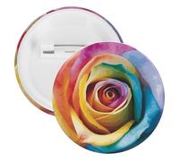 Broche ronde en fer blanc en forme de rose arc-en-ciel - Grand bouton artisanal - Convient pour les enseignants, les infirmières, les médecins, le personnel, les cadeaux de fête, 12pcs, Plastique