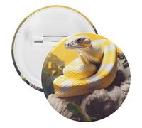 Broche ronde en fer blanc et python jaune et blanc - Grand bouton artisanal - Convient pour les enseignants, les infirmières, les médecins, le personnel, les cadeaux de fête, 12PCS, Plastique