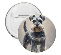 Broche ronde en fer blanc Schnauzer - Grand bouton artisanal - Convient pour les enseignants, les infirmières, les médecins, le personnel, les cadeaux de fête, 1PCS, Plastique, Plastiques