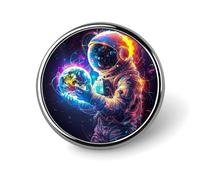 Broche ronde en forme d'astronaute de la galaxie et de la Terre, épingle à cravate pour femme, homme, employé de bureau, enseignant, décoration