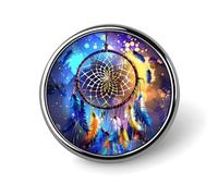 Broche ronde en forme d'attrape-rêves en plumes, badge, épingle à cravate, pour femmes, hommes, employés de bureau, enseignants, décoration