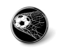 Broche ronde en forme de ballon de football qui s'envole dans le but - Pour homme et femme