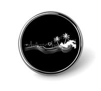 Broche ronde en forme de battement de cœur sur la plage, décoration personnalisée pour vêtements, pour femmes et hommes