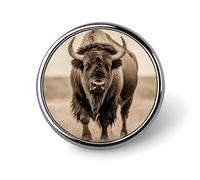 Broche ronde en forme de bison, insigne de revers, bouton commémoratif en métal, kit pour chapeau, chemise, vêtements, sacs et décoration.