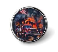Broche ronde en forme de camion de pompiers, drapeau américain, épingle à revers, cravate, costume, robe, accessoires de mariage, anniversaire, pour hommes et femmes