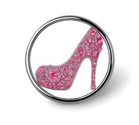 Broche ronde en forme de chaussure guérie rose avec strass étincelants pour homme et femme