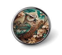 Broche ronde en forme de chouette pour homme et femme - Pour sacs à dos, sacs, costumes, accessoires - Broche en métal cool - Style circulaire, Circular, Aluminium, Pas de gemme