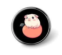 Broche ronde en forme de cochon d'Inde sur une pêche, jolis badges décoratifs, bijoux pour hommes et femmes, épingles en métal