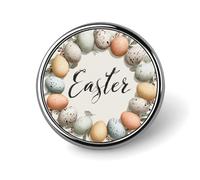 Broche ronde en forme de couronne d'asters avec œufs de couleur pastel pour homme et femme
