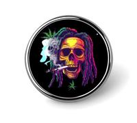 Broche ronde en forme de crâne de cannabis, mignonne, à épingler ou à bouton, pour décorer sacs à dos, vestes et chapeaux.