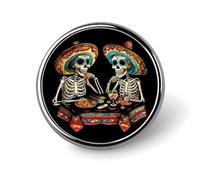 Broche ronde en forme de crâne pour le dîner du Jour des morts, épingle à revers, cravate, costume, robe, accessoires de mariage, anniversaire, pour hommes et femmes