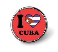 Broche ronde en forme de cœur « J’aime Cuba », accessoire de mode pour hommes et femmes.