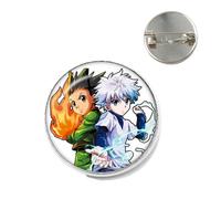Broche ronde en forme de dôme en verre pour cosplay Kurapika Killua Zoldyck GON·FREECSS avec inscription « Anime Hunter x Hunter Hisoka », Verre