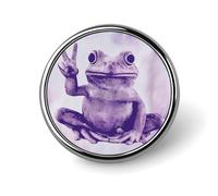 Broche ronde en forme de grenouille psychédélique dans un signe de paix pour homme et femme
