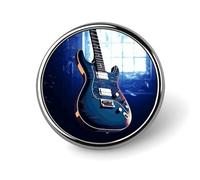 Broche ronde en forme de guitare bleue pour sac à dos, broche décorative mignonne pour femmes et hommes, épingles de revers pour costumes, badges tendance pour chapeaux, sacs à dos, sacs à main, ves
