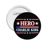 Broche ronde en forme de héros Charlie Kirk, pour vêtements, chapeaux, chemises, décorations, taille