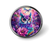 Broche ronde en forme de hibou psychédélique coloré, épingle à cravate, pour femmes, hommes, employés de bureau, enseignants, décoration