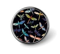 Broche ronde en forme de libellule colorée, épingle à cravate tendance en métal léger, accessoire décoratif pour costume d'homme et de femme