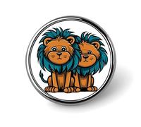 Broche ronde en forme de lion, style tendance, pour chapeau, revers de veste, accessoires de mode. Cette broche amusante est idéale pour les femmes et les hommes. Elle est parfaite pour décorer sacs à