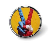 Broche ronde en forme de main avec symbole de paix pop art pour homme et femme