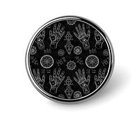 Broche ronde en forme de main de chiromancie, motif tribal bohème, épingle à cravate unisexe lisse, badge léger, bijoux artisanaux, décoration pour costume, homme et femme