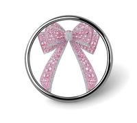 Broche ronde en forme de nœud en cristal rose avec ruban pour homme et femme