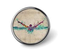 Broche ronde en forme de papillon nageur aquarelle, badge, épingle à cravate, pour femmes, hommes, employés de bureau, enseignants, décor