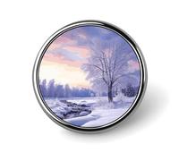 Broche ronde en forme de paysage d'hiver pour chapeaux, vêtements, sacs, accessoires de mode uniques pour homme et femme, circulaire, aluminium, sans pierre précieuse