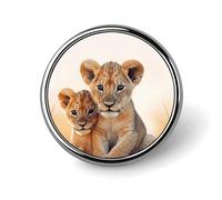 Broche ronde en forme de petit lion, style vintage, en métal, pour revers, châle ou col. Bijou décoratif pour costume, pull ou sac à dos. pour femme, mère ou mariée.