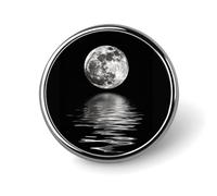 Broche ronde en forme de réflexion de pleine lune, badge, épingle à cravate, pour femme, homme, employé de bureau, enseignant, décoration