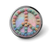 Broche ronde en forme de signe de paix en forme de fleur de lotus pour homme et femme