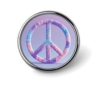 Broche ronde en forme de signe de paix marbré violet clair pour homme et femme