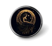Broche ronde en forme de sorcière sur la lune et l'étoile, motif nuit sacrée, bouton, cravate, badge, chapeau, vêtements, accessoires pour hommes et femmes