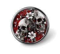 Broche ronde en forme de tête de mort et de fleur pour femme, homme, employé de bureau, enseignant, décoration